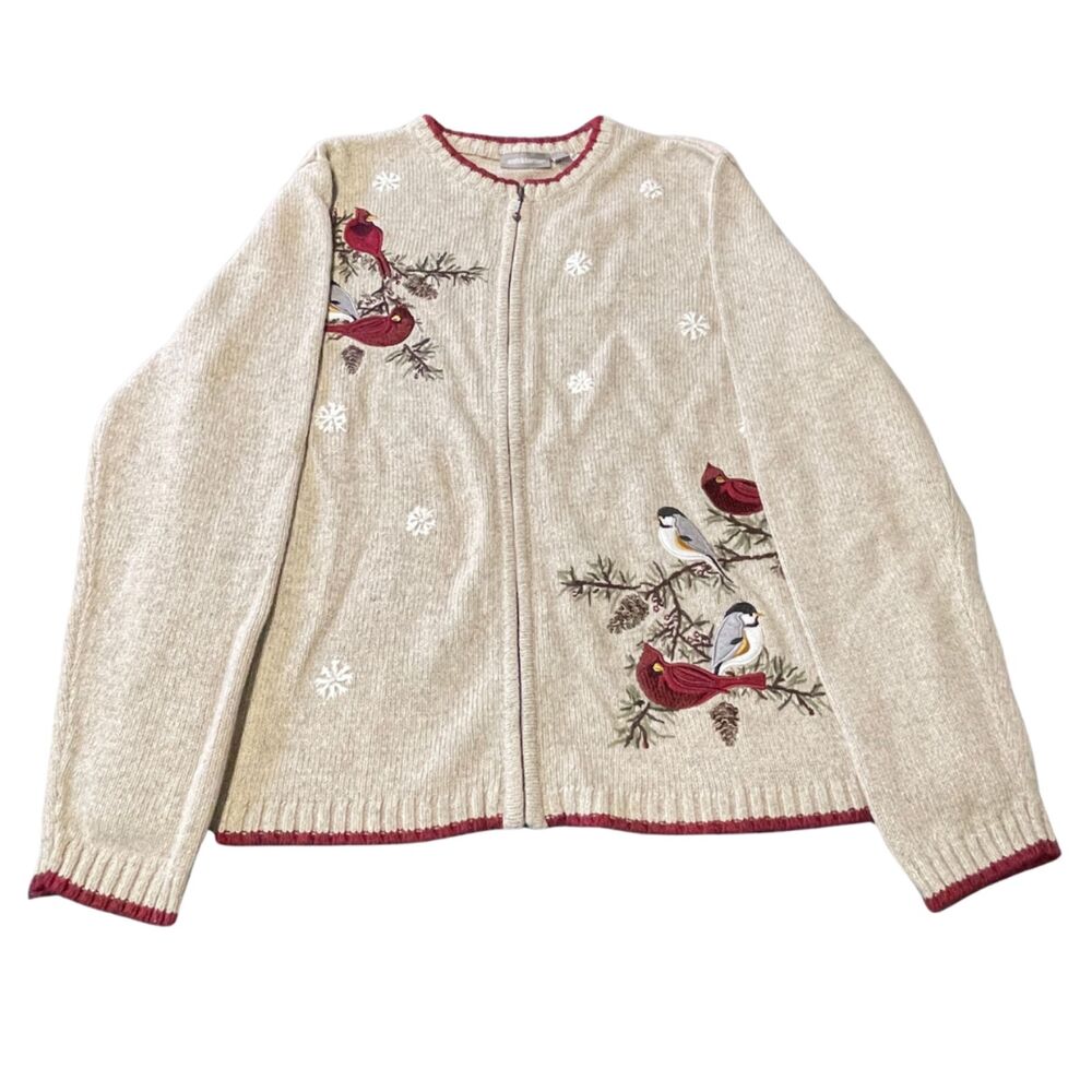 NWT Vintage Women's Cottagecore Croft & Barrow Cardinal Cardigan Sweater- Sz XL